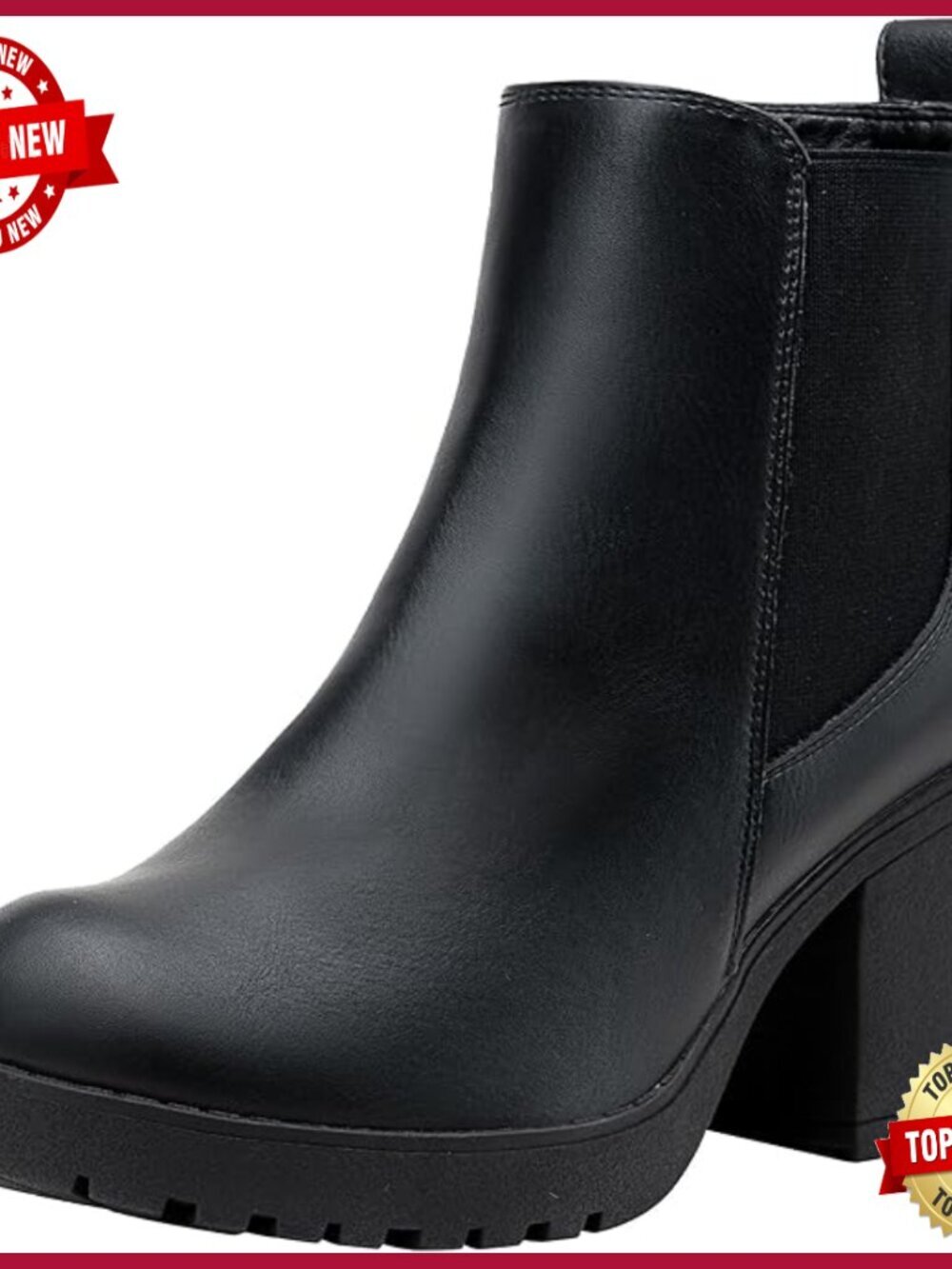 Chunky Heeled Ankle Booties Platform Chelsea Retro Short Boots with Zipper